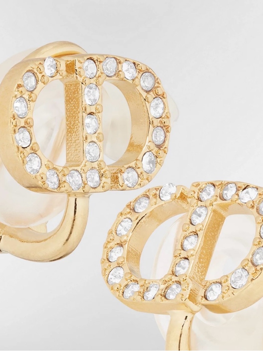 Dior Gold-Tone Double D Crystal Stud Earrings